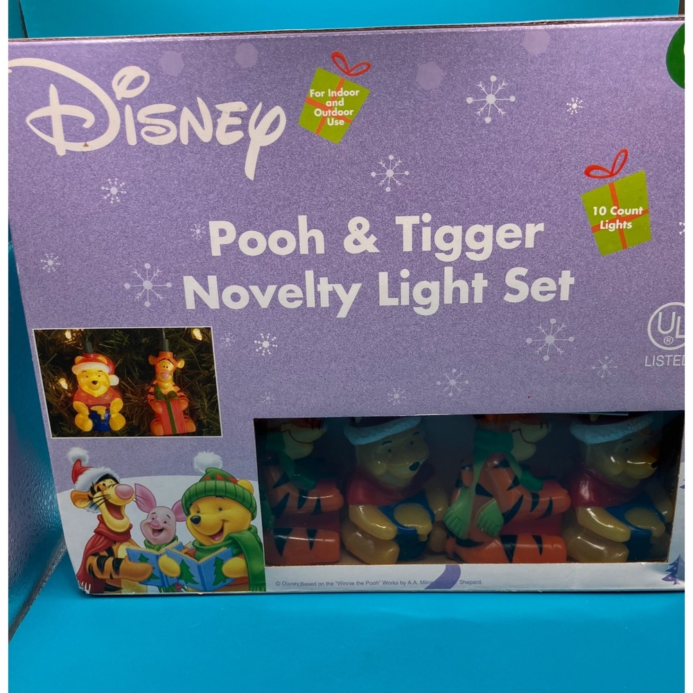 NOS Disney Pooh & Tigger Novelty Light Set Multi Color 10 Count Christmas